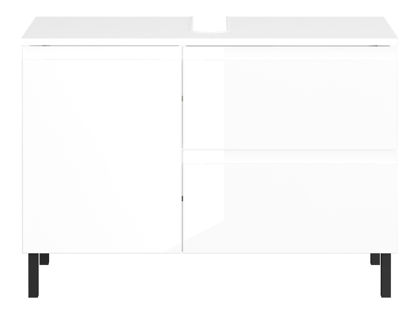 Samostojeći kupaonski ormarić za umivaonik Talmira 102 (Sjajno bijela + Bijela)