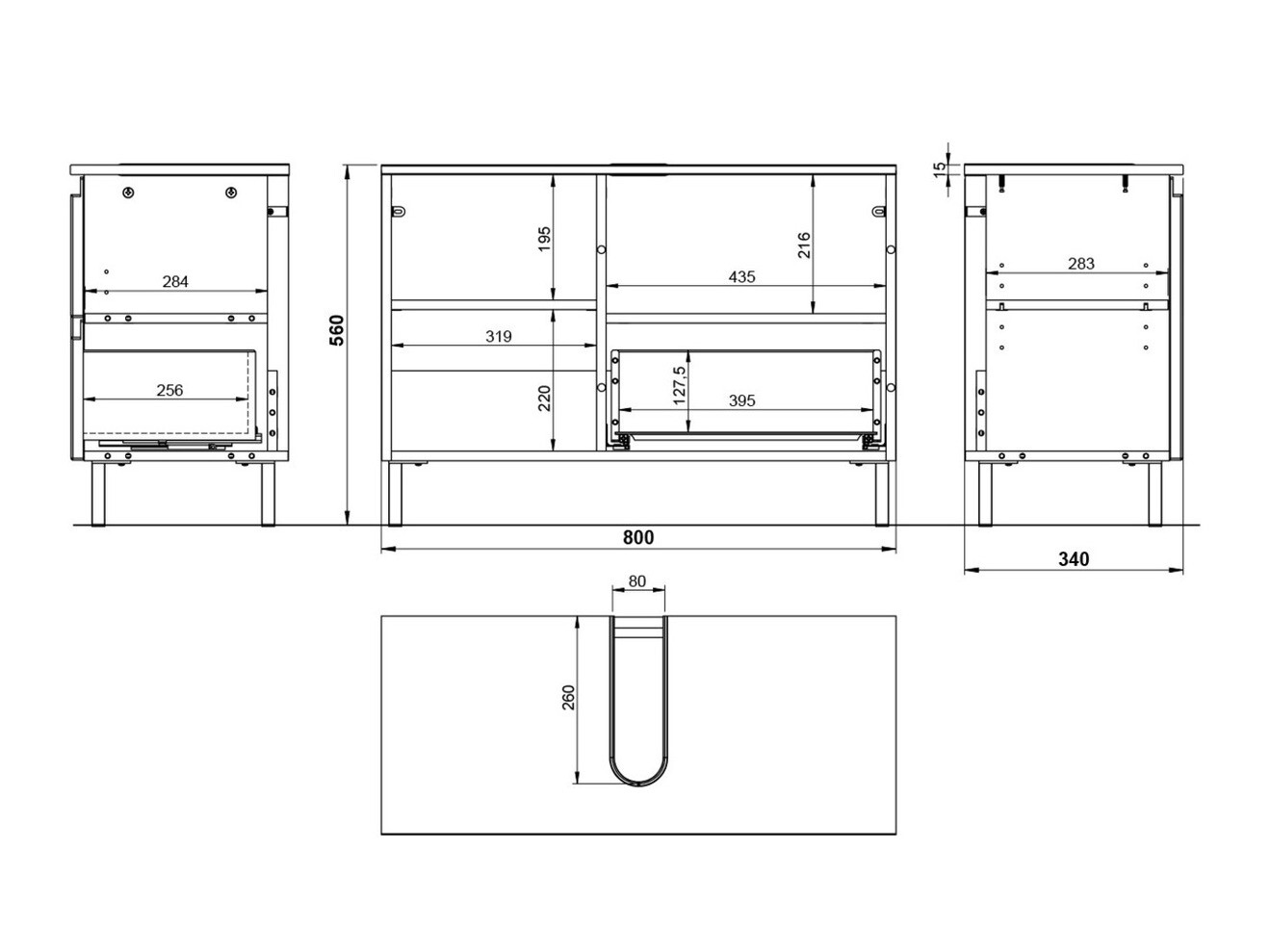 Samostojeći kupaonski ormarić za umivaonik Talmira 102 (Sjajno bijela + Bijela)