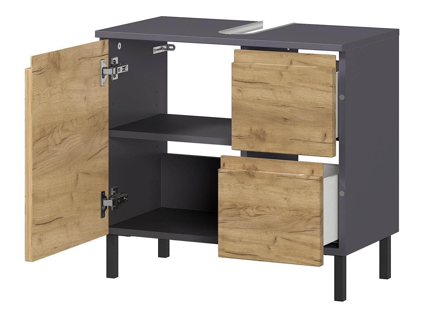 Samostojeći kupaonski ormarić za umivaonik Talmira 103 (Grafit + Hrast Grandson)