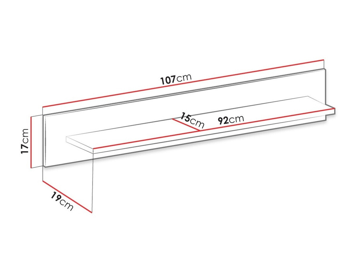 Zidna polica Bracchal (Bijela + Sjajno bijela + Riviera hrast)