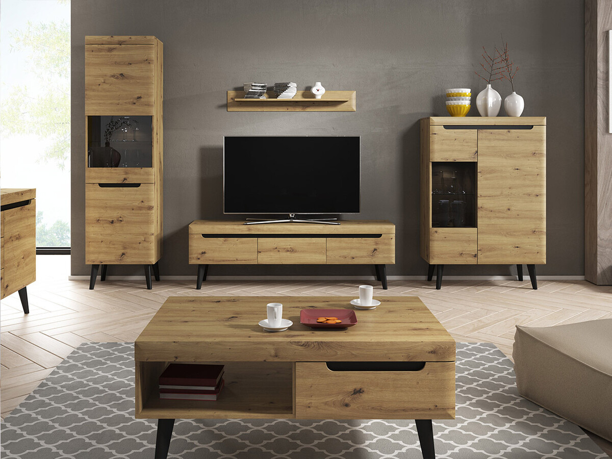 Zidna polica Lima 135 (Hrast Artisan + Grafit)