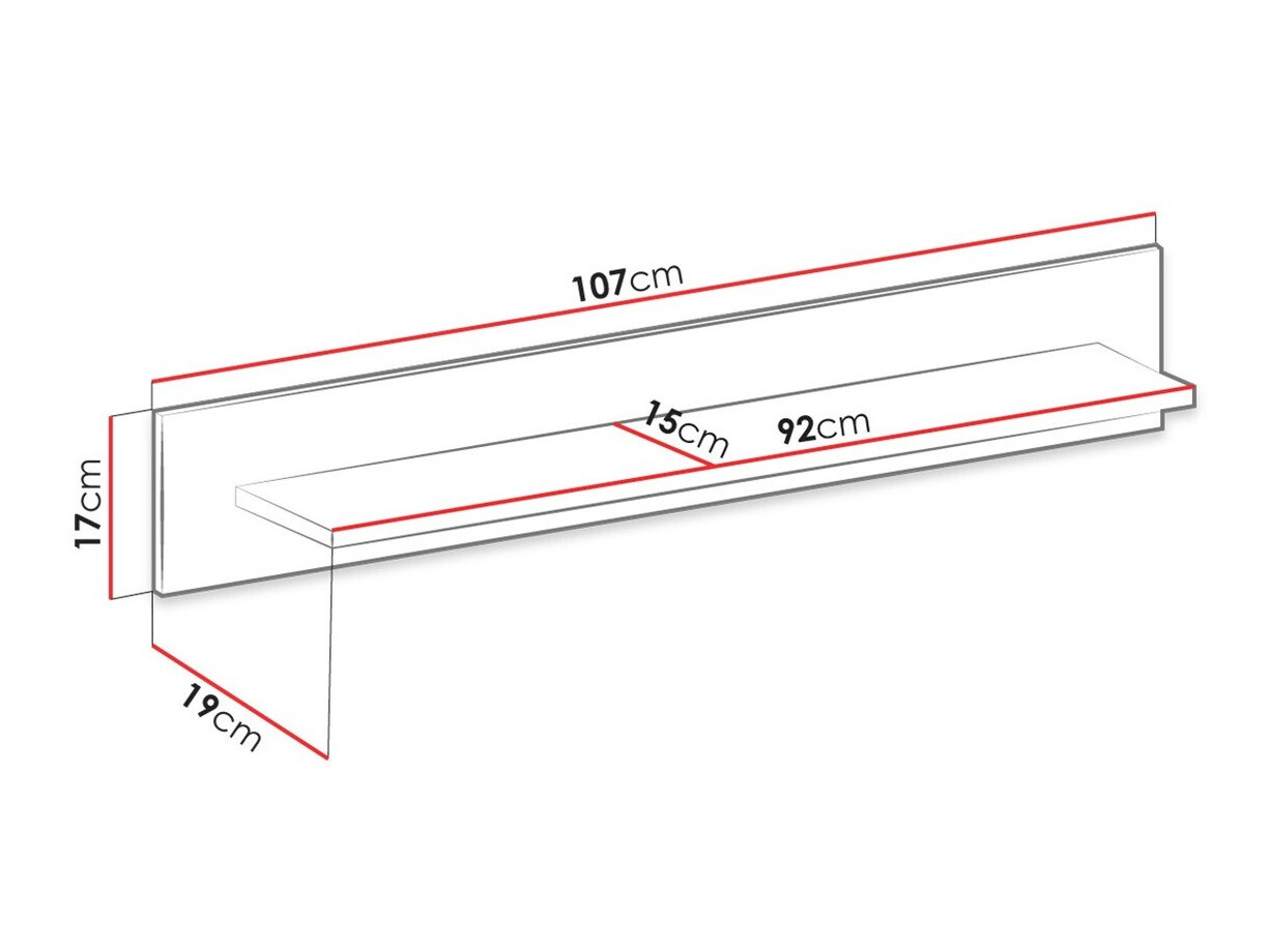 Zidna polica Lima 135 (Hrast Artisan + Grafit)