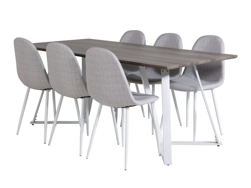 Blagovaonski set Dallas 1804 (Svijetlo siva + Bijela)