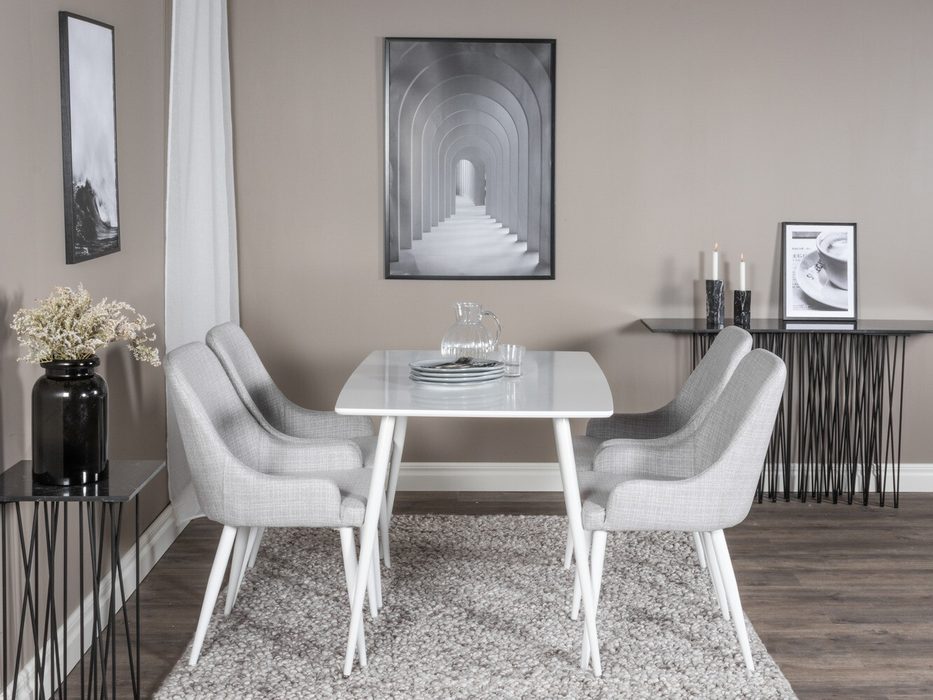 Blagovaonski set Dallas 1895 (Bijela + Svijetlo siva)