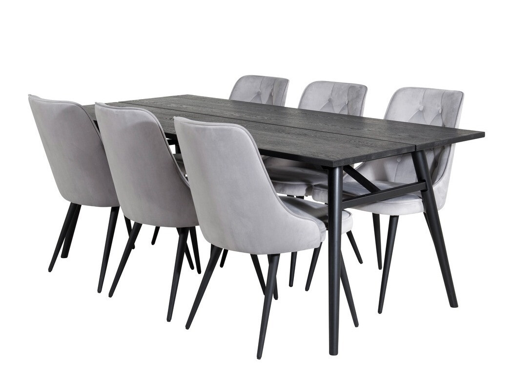 Blagovaonski set Dallas 1780 (Crna + Svijetlo siva)