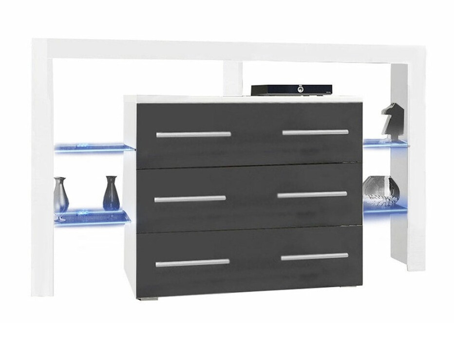 Komoda Nashville 108 (Bijela + Sjajno sivo)