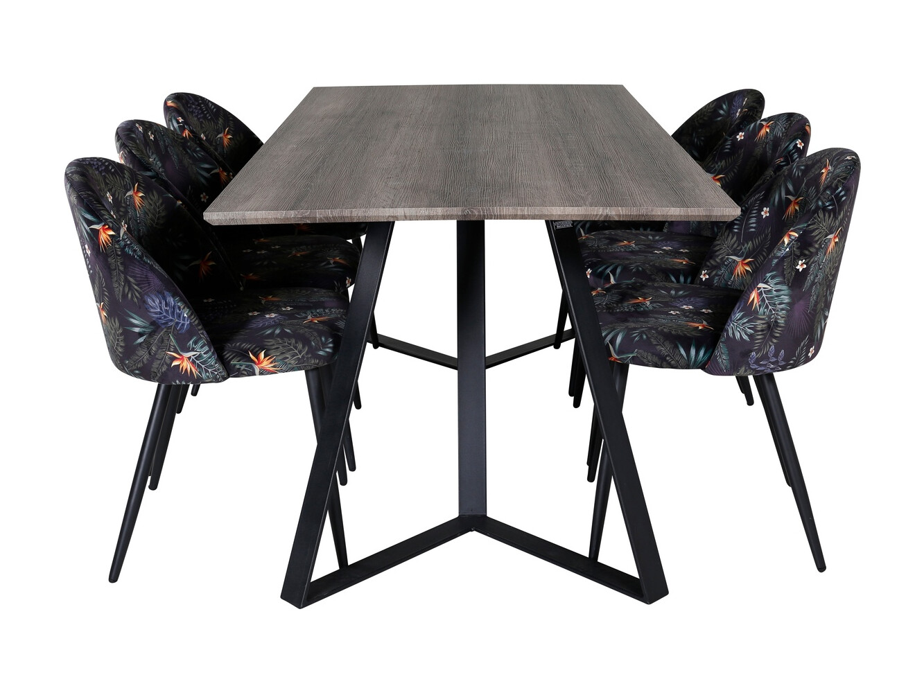 Blagovaonski set Dallas 340 (Cvjetni uzorak + Crna)