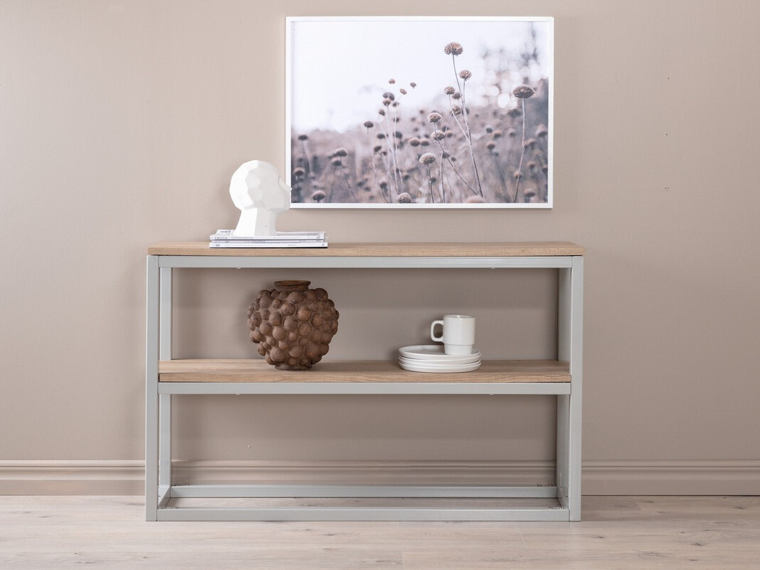 Konzolni stolić Dallas 2521 (Svijetlo drvo + Siva)