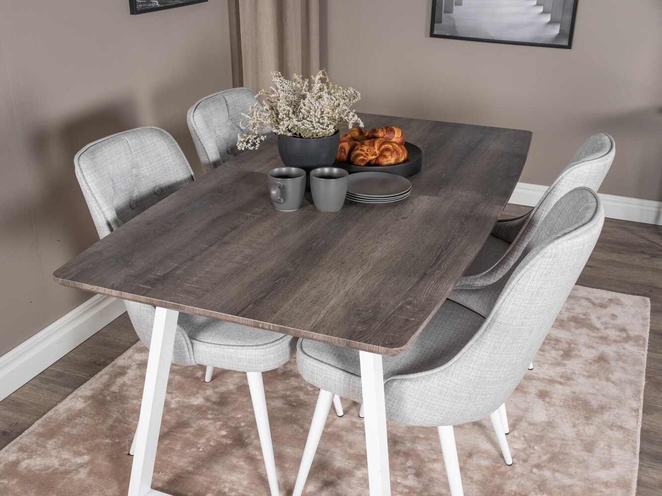 Blagovaonski set Dallas 1805 (Bijela + Svijetlo siva)