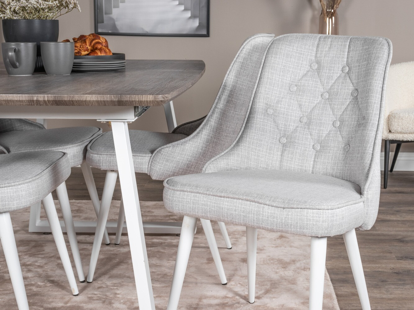 Blagovaonski set Dallas 1805 (Bijela + Svijetlo siva)