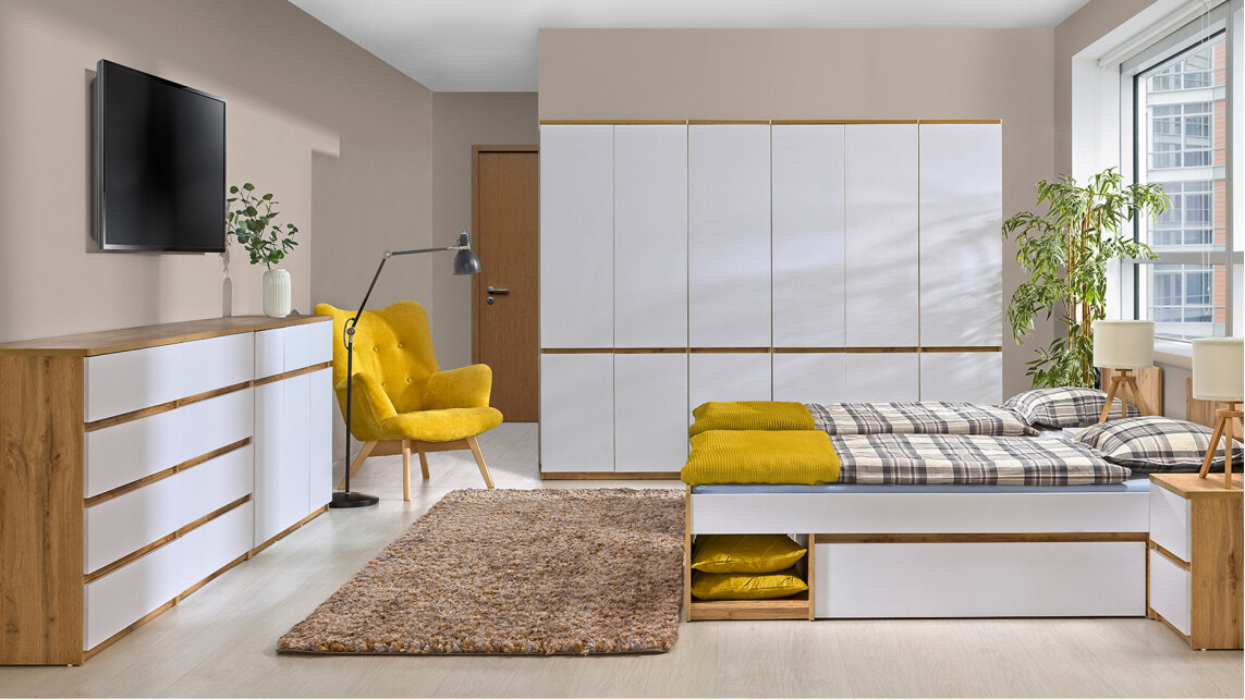 Komoda Evaropha 104 (Wotan hrast + Bijela)