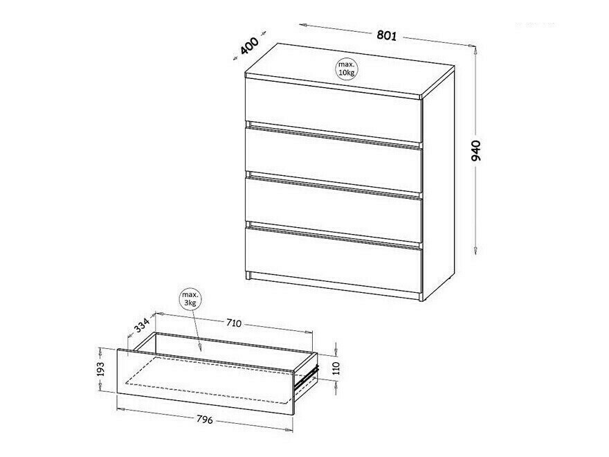 Komoda Evaropha 104 (Wotan hrast + Bijela)