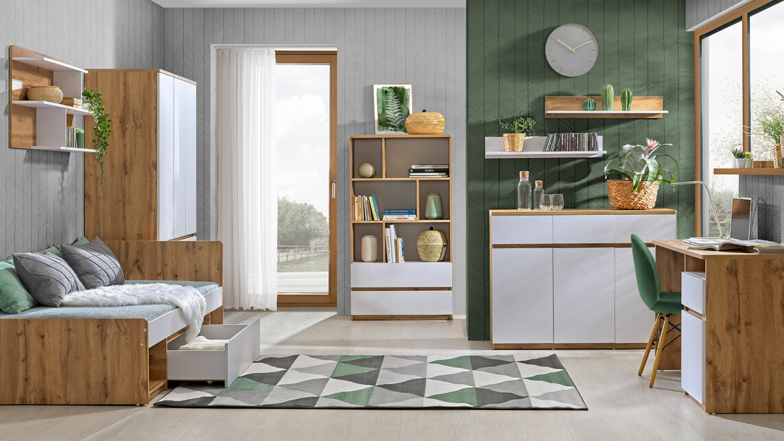 Komoda Evaropha 105 (Hrast Wotan + Bijela)