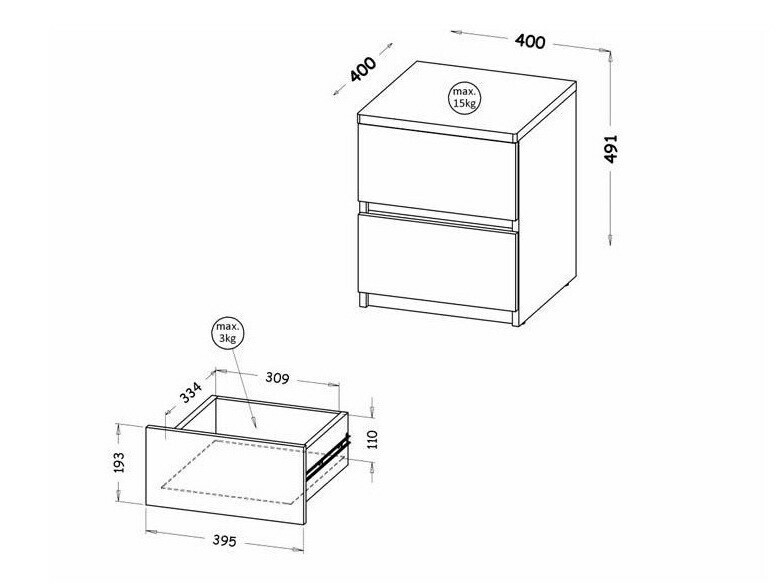 Noćni ormarić Evaropha 109 (Hrast Wotan + Bijela)