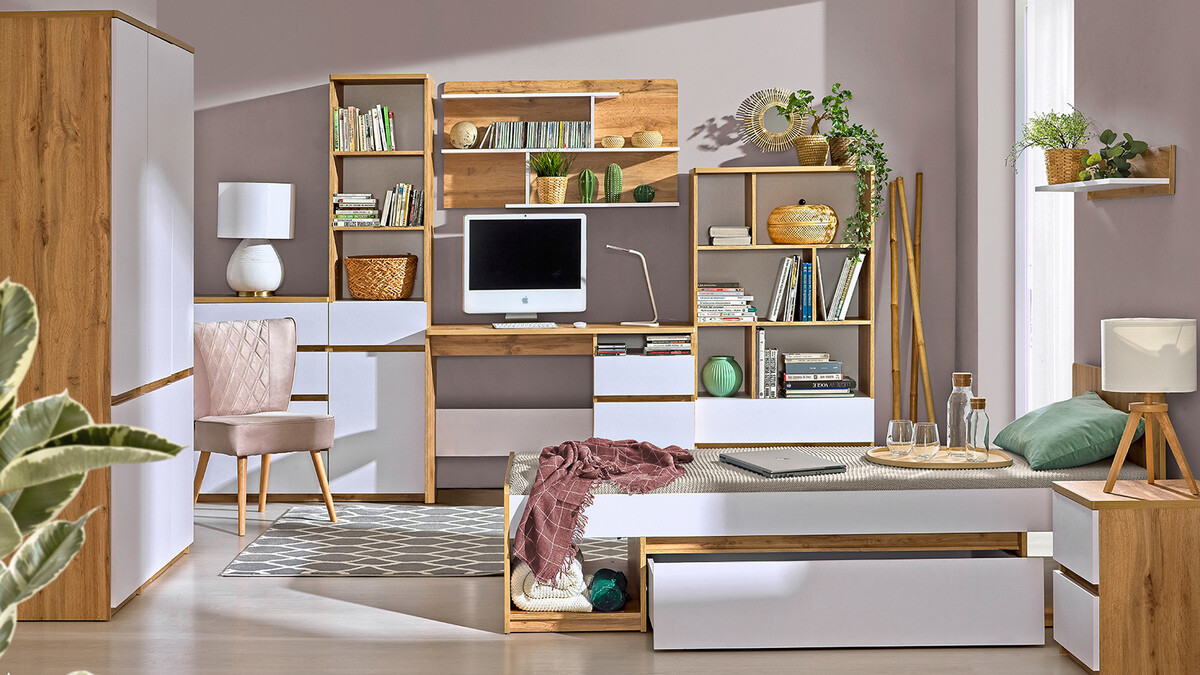 Polica Evaropha 102 (Hrast Wotan + Bijela)