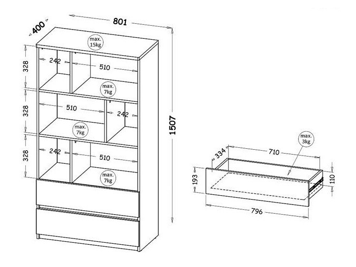 Polica Evaropha 103 (Hrast Wotan + Bijela)