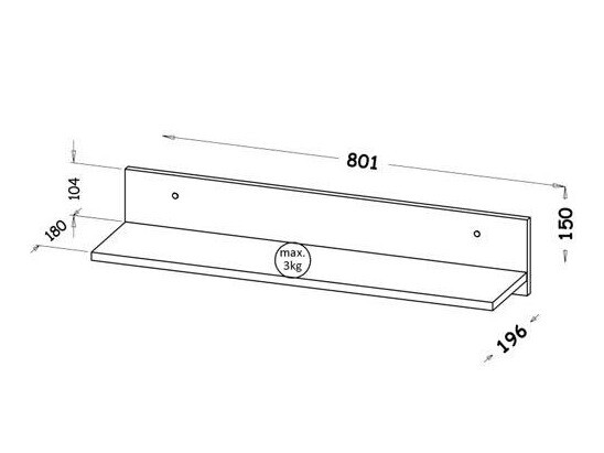 Zidna polica Evaropha 107 (Wotan hrast + Bijela)