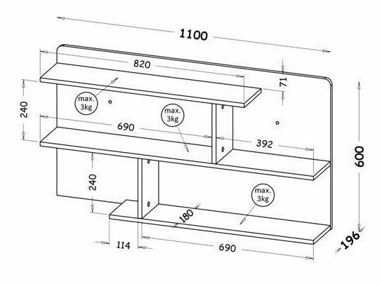 Zidna polica Evaropha 111 (Hrast Wotan + Bijela)