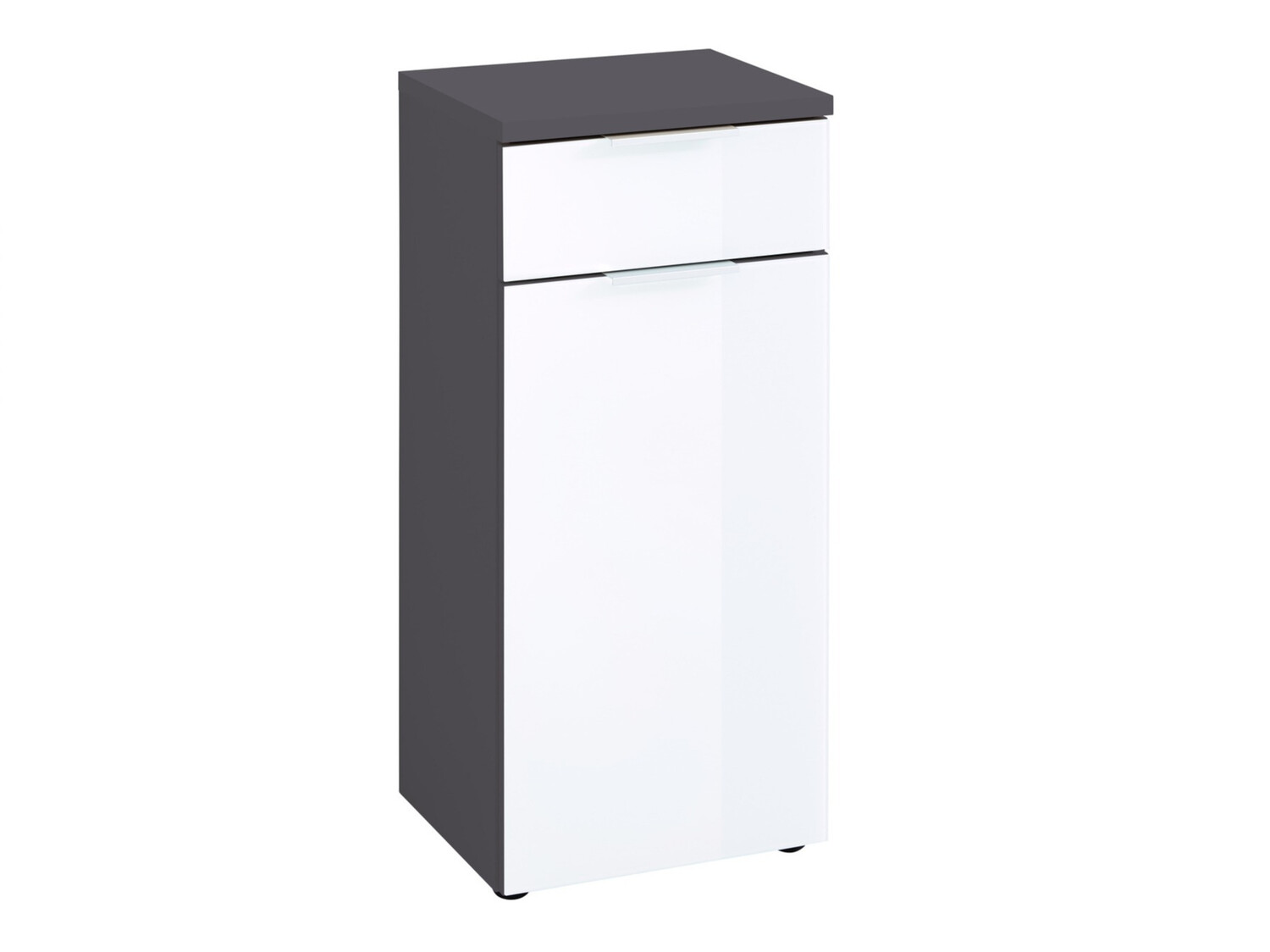 Samostojeći kupaonski ormarić Levciro 101 (Sjajno bijela + Grafit)