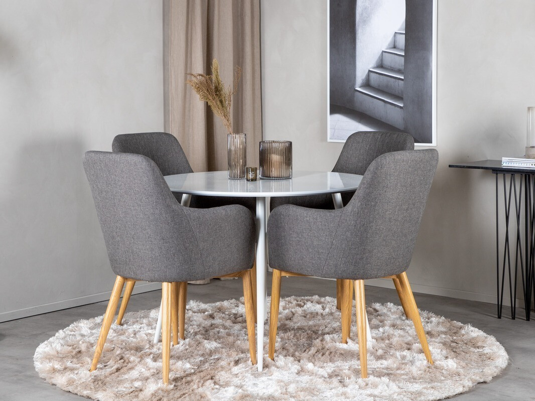 Blagovaonski set Dallas 1544 (Tamno sivo + Hrast)