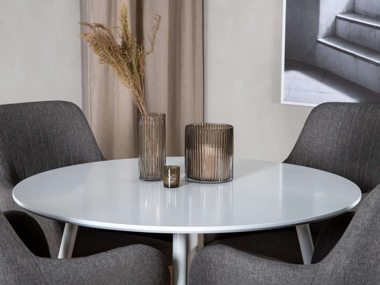 Blagovaonski set Dallas 1544 (Tamno sivo + Hrast)