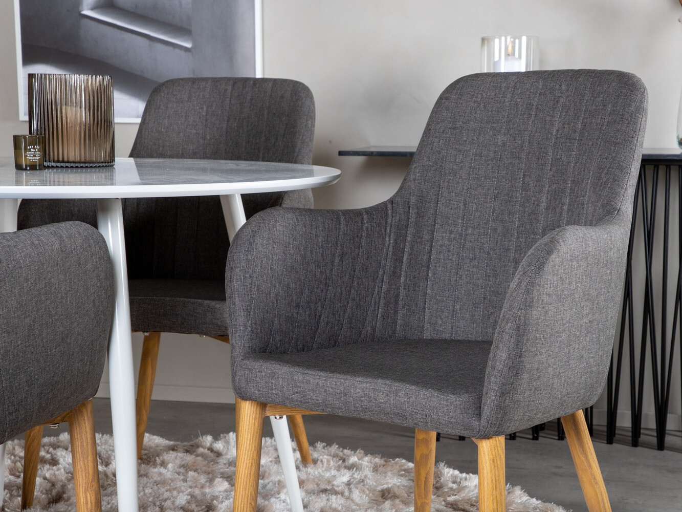 Blagovaonski set Dallas 1544 (Tamno sivo + Hrast)