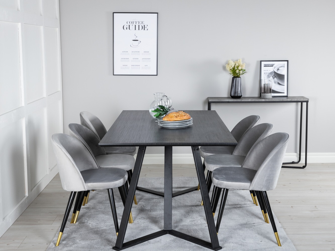 Blagovaonski set Dallas 1583 (Siva + Crna)