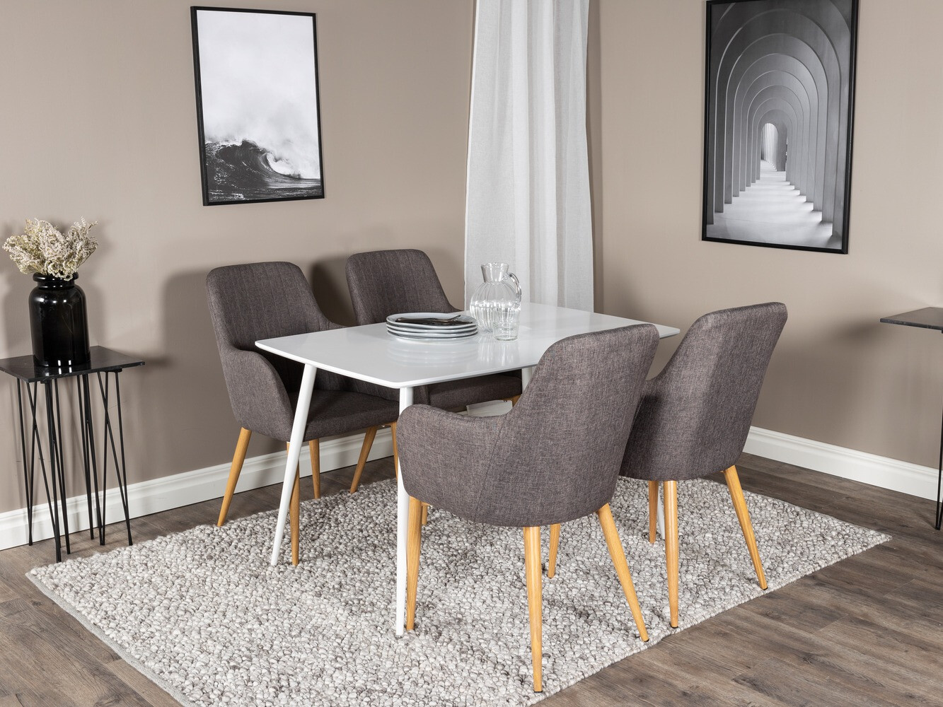 Blagovaonski set Dallas 1623 (Tamno sivo + Smeđa)