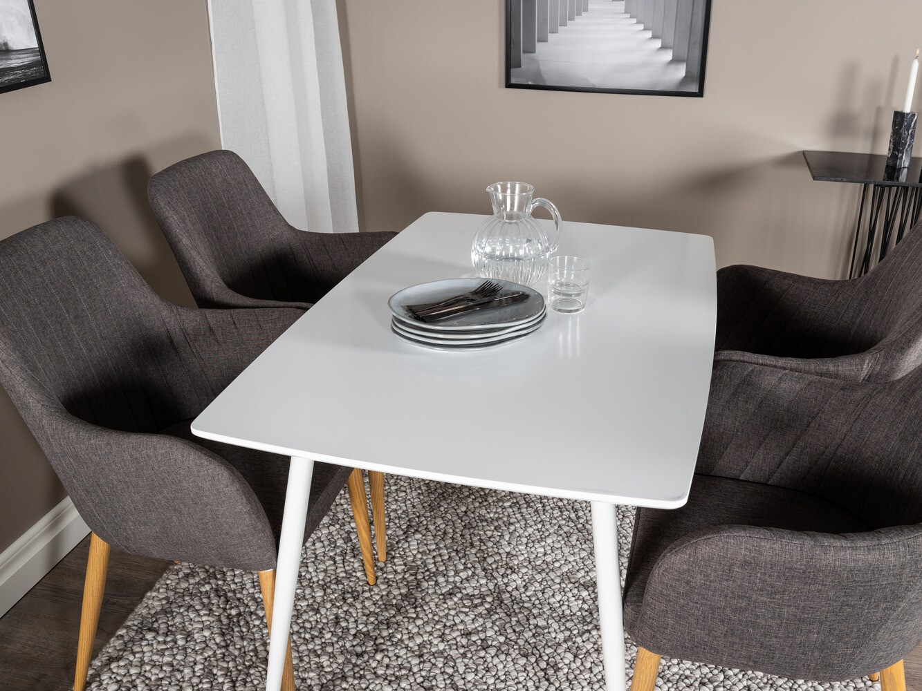 Blagovaonski set Dallas 1623 (Tamno sivo + Smeđa)