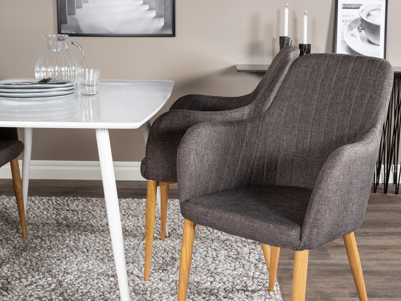 Blagovaonski set Dallas 1623 (Tamno sivo + Smeđa)