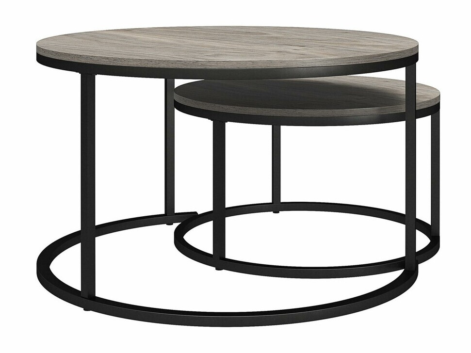 Set stolića za kavu Tulsa 234 (Sivi hrast + Crna)