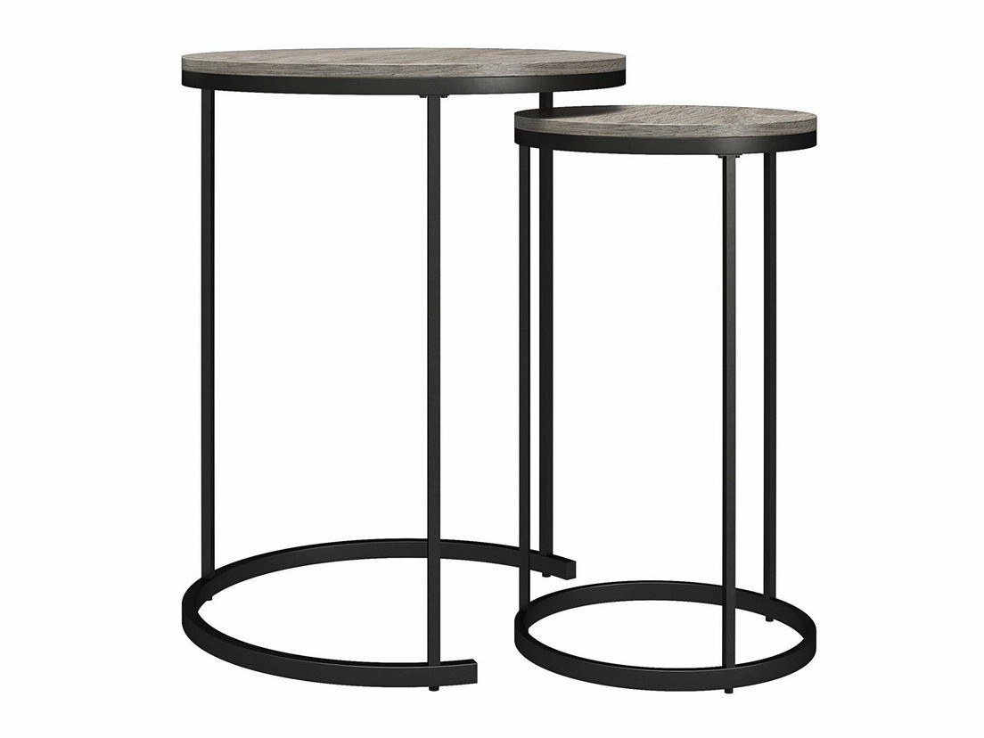 Set stolića za kavu Tulsa 234 (Sivi hrast + Crna)