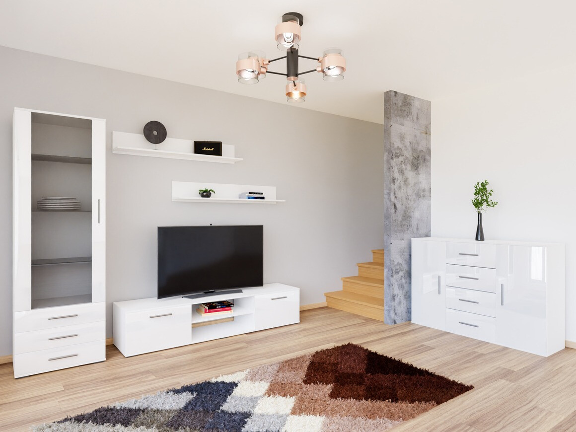 Set za dnevni boravak Tornola 108 (Bijela + Sjajno bijela)