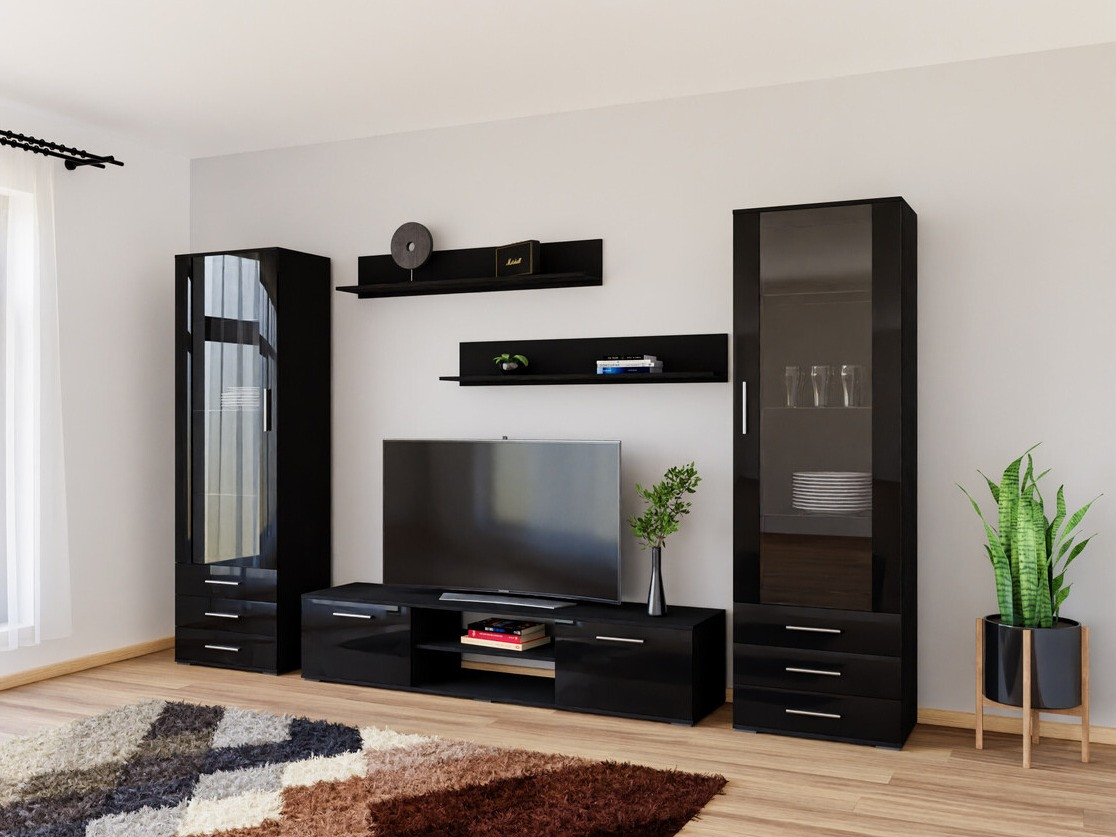Set za dnevni boravak Tornola 109 (Crna + Sjajno crna)