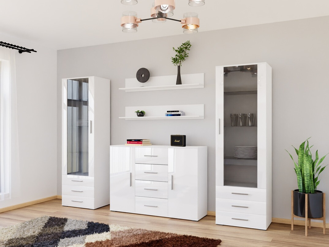 Set za dnevni boravak Tornola 112 (Bijela + Sjajno bijela)