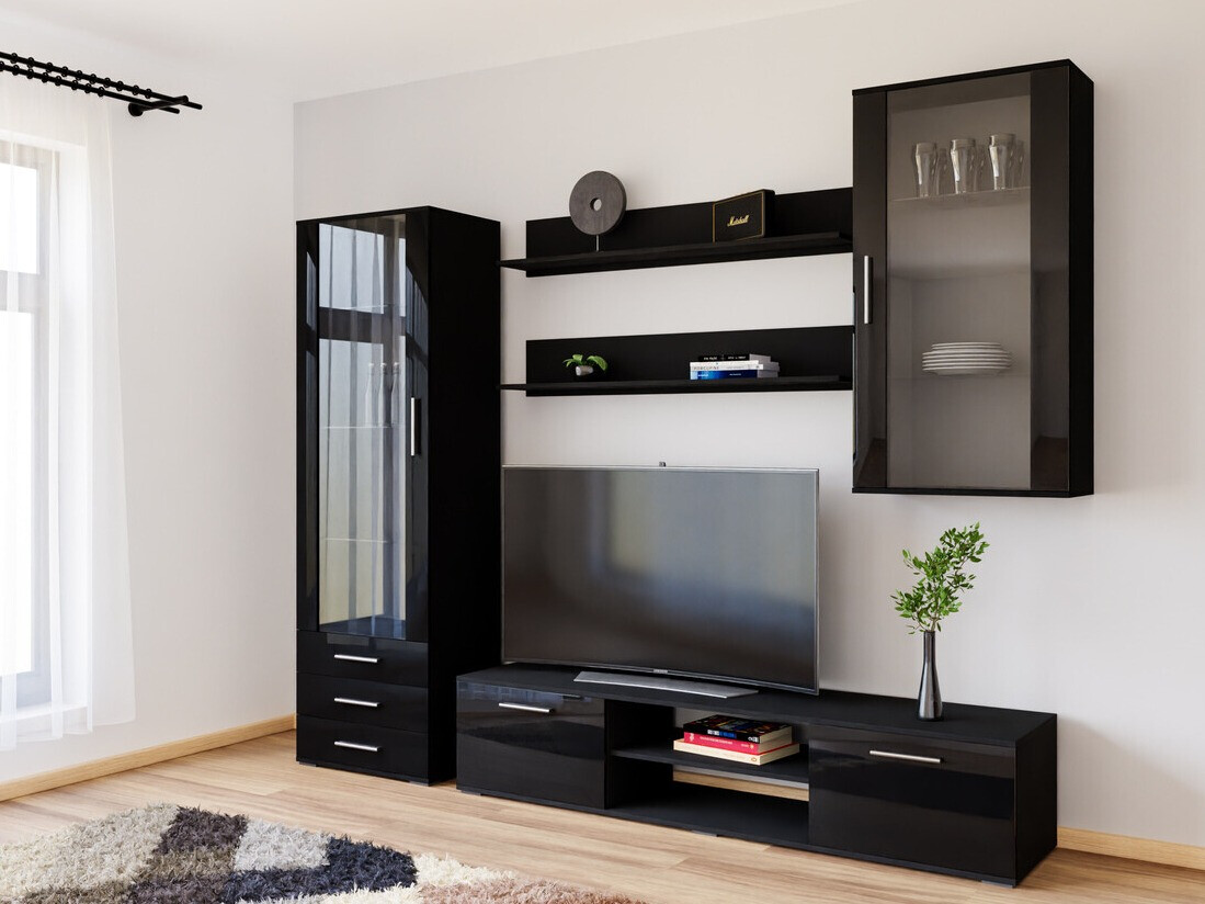 Set za dnevni boravak Tornola 114 (Crna + Sjajno crna)