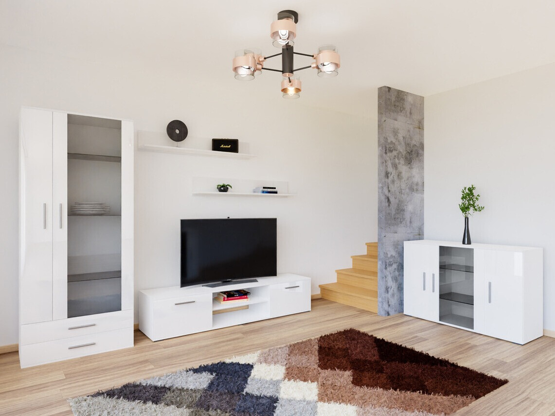 Set za dnevni boravak Tornola 116 (Bijela + Sjajno bijela)