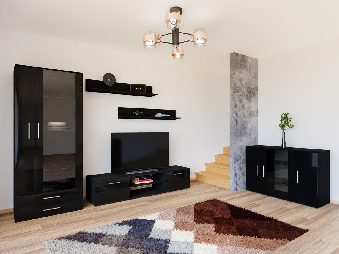 Set za dnevni boravak Tornola 116 (Crna + Sjajno crna)