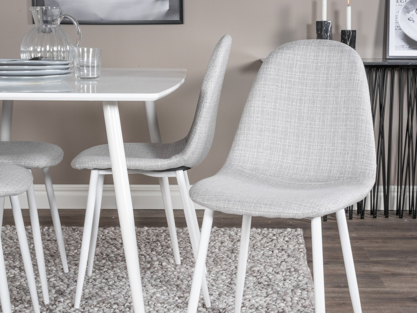 Blagovaonski set Dallas 2040 (Bijela + Svijetlo siva)