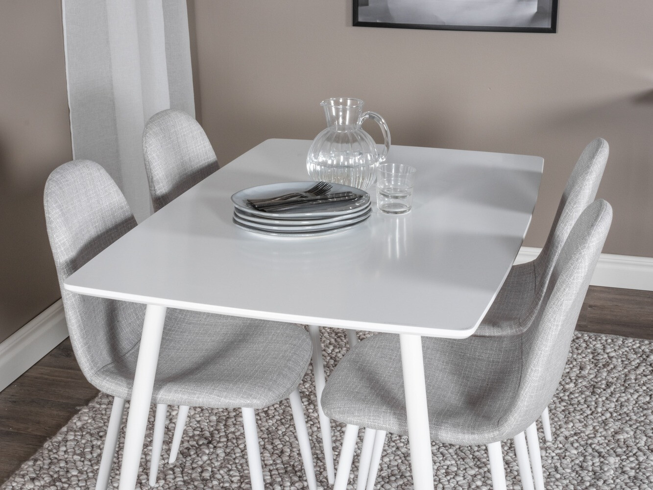 Blagovaonski set Dallas 2040 (Bijela + Svijetlo siva)