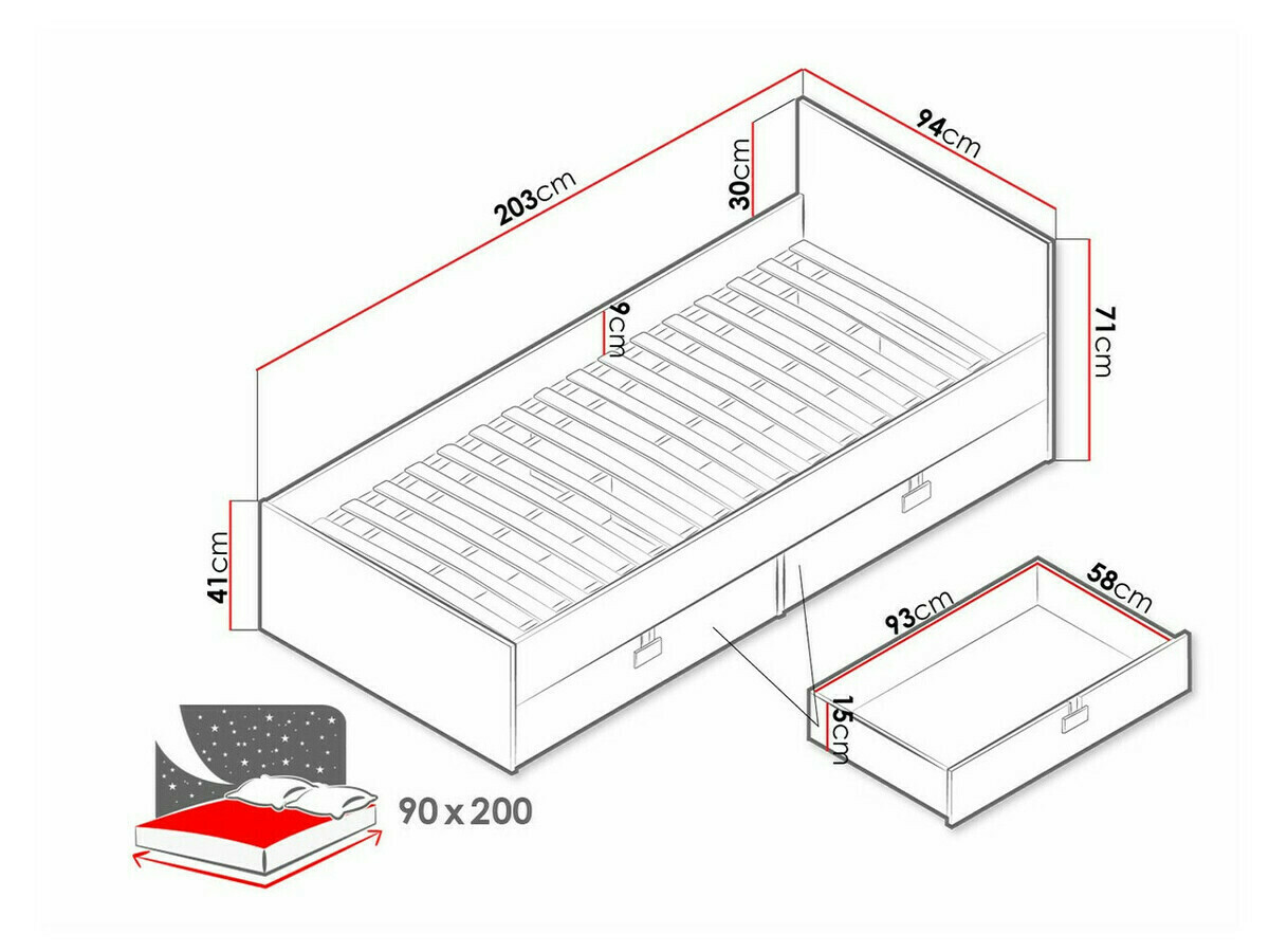 Krevet Florevi 106 (Sjajno sivo + Artisan hrast)