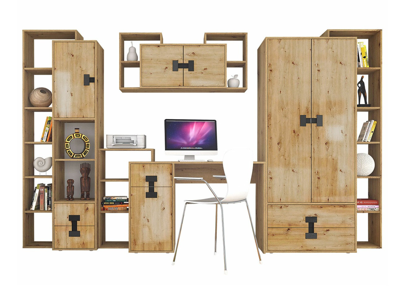 Set za kućni ured Florevi 104 (Hrast Artisan)