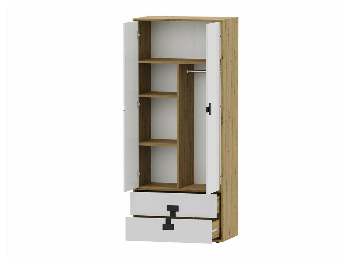 Set za kućni ured Florevi 104 (Mat bijela + Hrast Artisan)