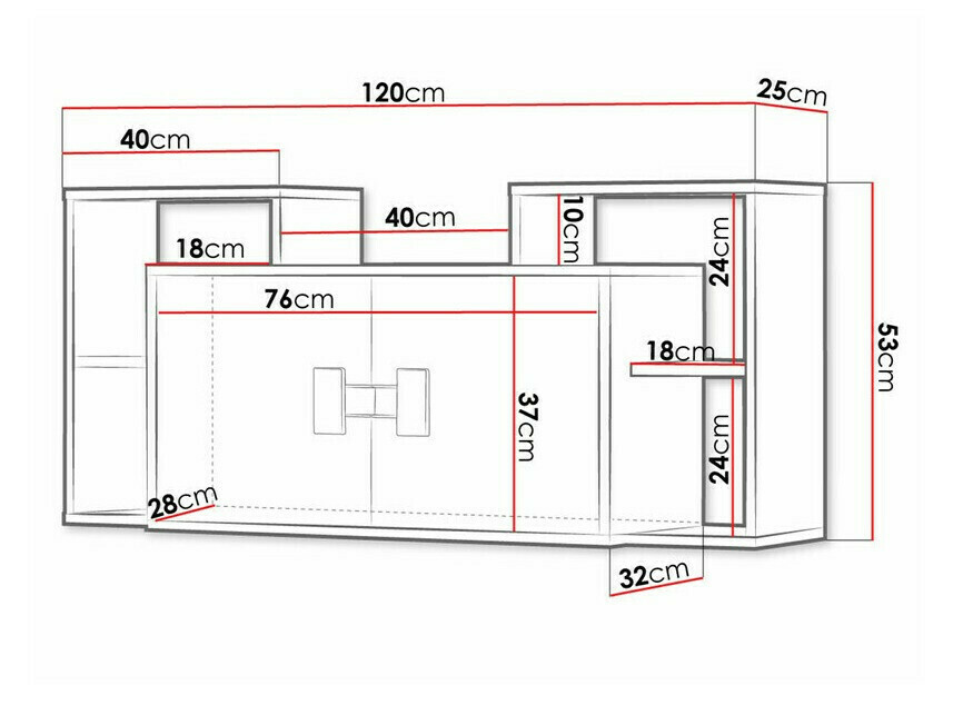 Zidni ormarić Florevi 107 (Mat bijela + Hrast Artisan)