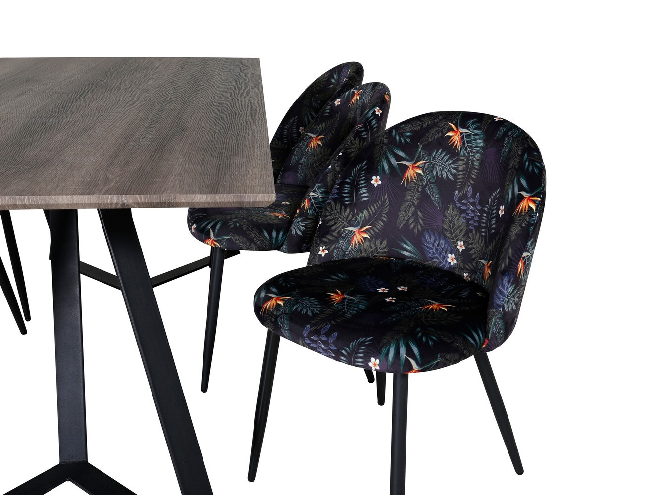 Blagovaonski set Dallas 340 (Cvjetni uzorak + Crna)