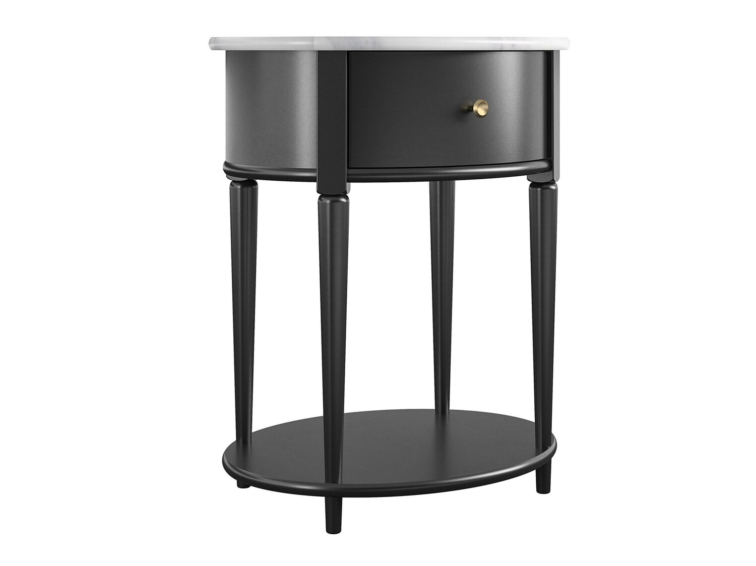 Pomoćni stolić Tulsa 233 (Crna + Bijeli mramor)