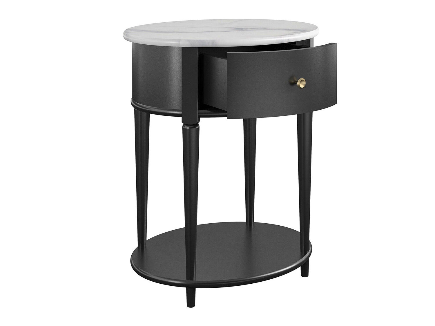 Pomoćni stolić Tulsa 233 (Crna + Bijeli mramor)