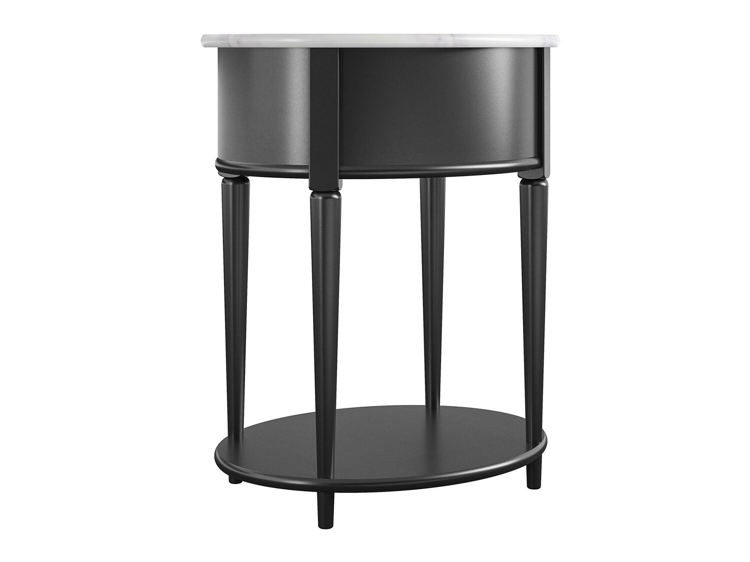 Pomoćni stolić Tulsa 233 (Crna + Bijeli mramor)