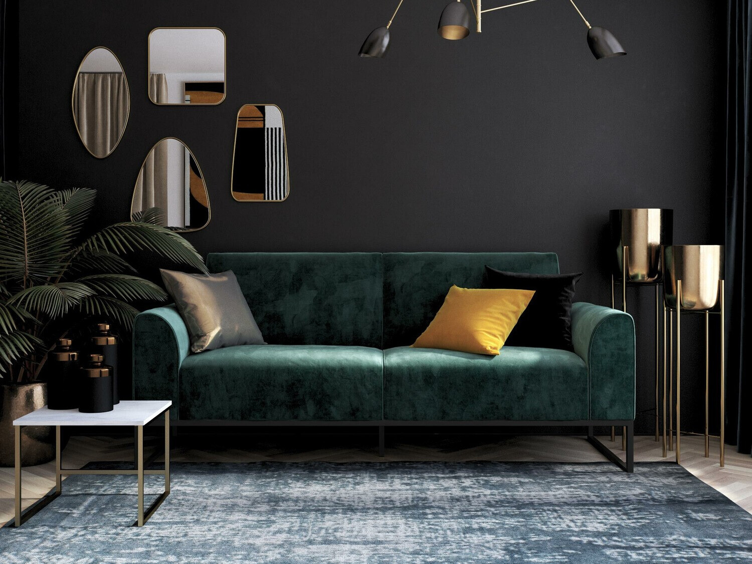 Kauč na razvlačenje CosmoLiving by Cosmopolitan 125 (Crna + Zelena)