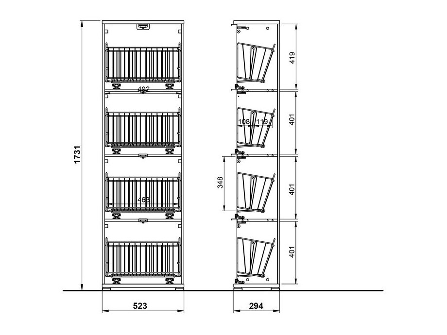 Ormarić za cipele Veltena 107 (Sjajno bijela + Crna)